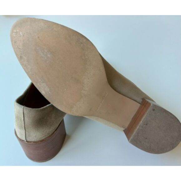 EVERLANE Suede Leather Step Back High Heel Women's Slip On Mules 7 Boho Booties - Picture 10 of 12